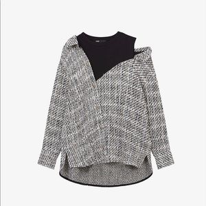 MAJE - Liatola tweed vest-insert woven shirt